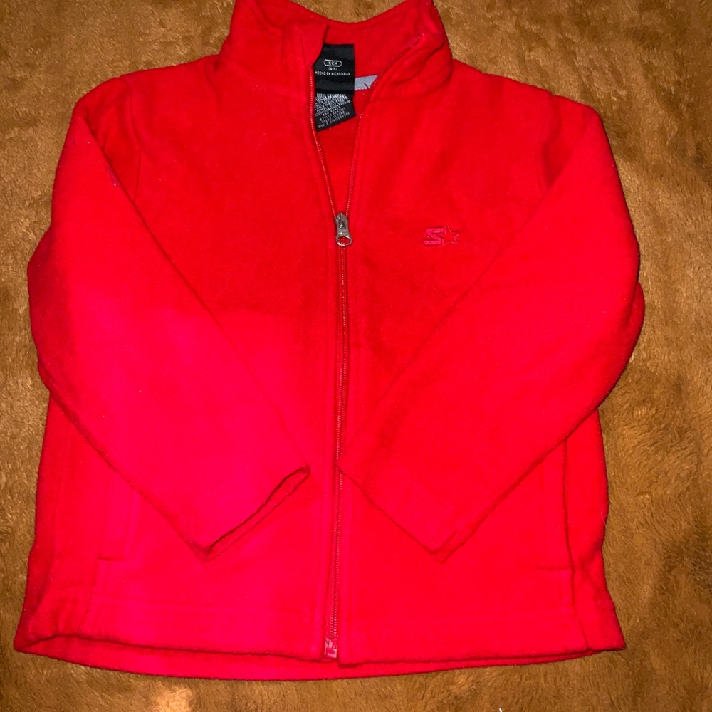 Boys Starter Red Fleece‎ Zip-Up Jacket Size XS 4/5